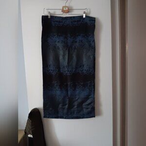 KRISTA NORRIS Black + Blue Wool Blend Infinity Scarf